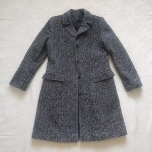 Vintage wool tweed herringbone longline coat